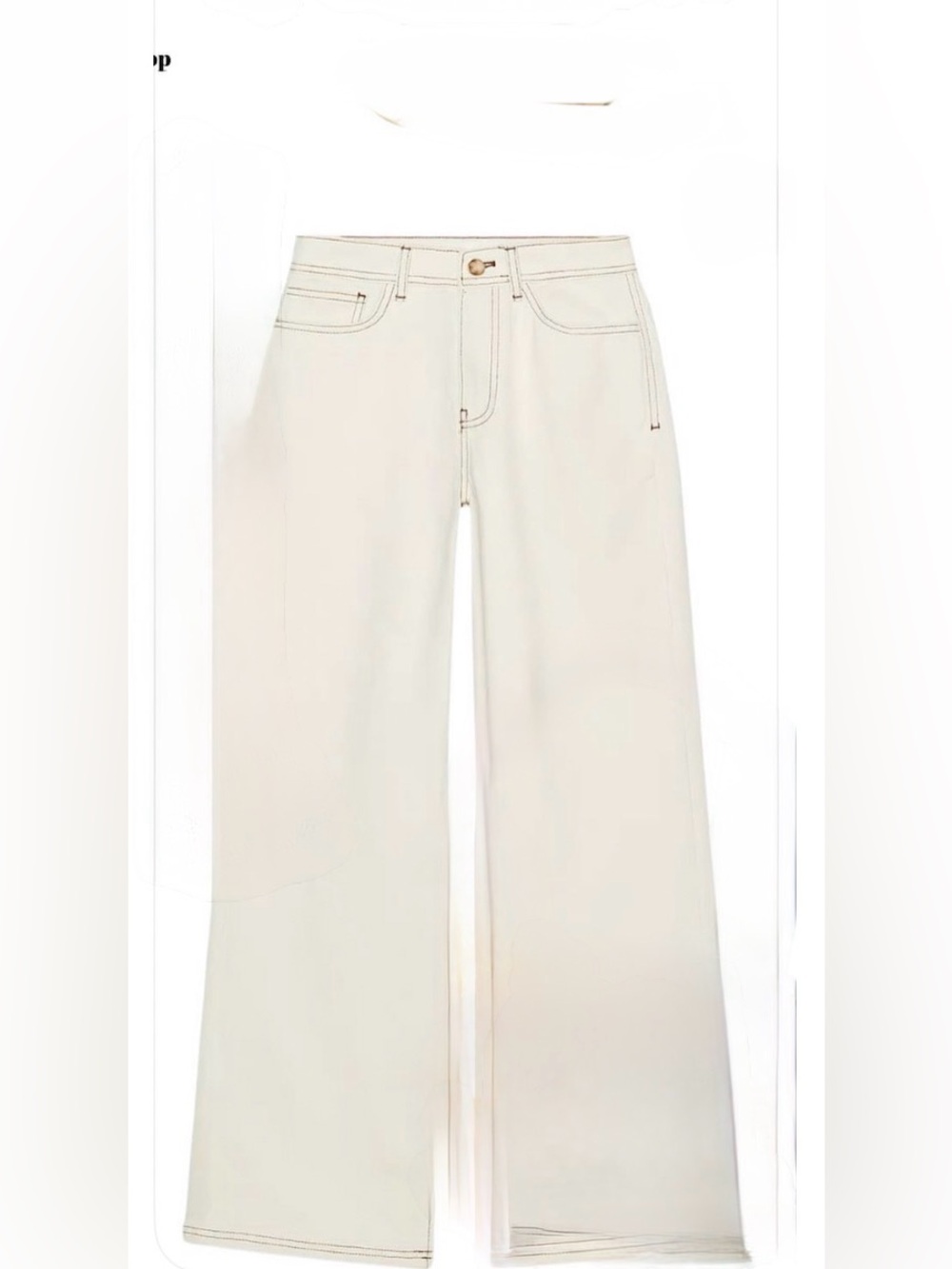 Zara's High-Rise Wide-Leg Jeans Cream color NWOT - Picture 1 of 9